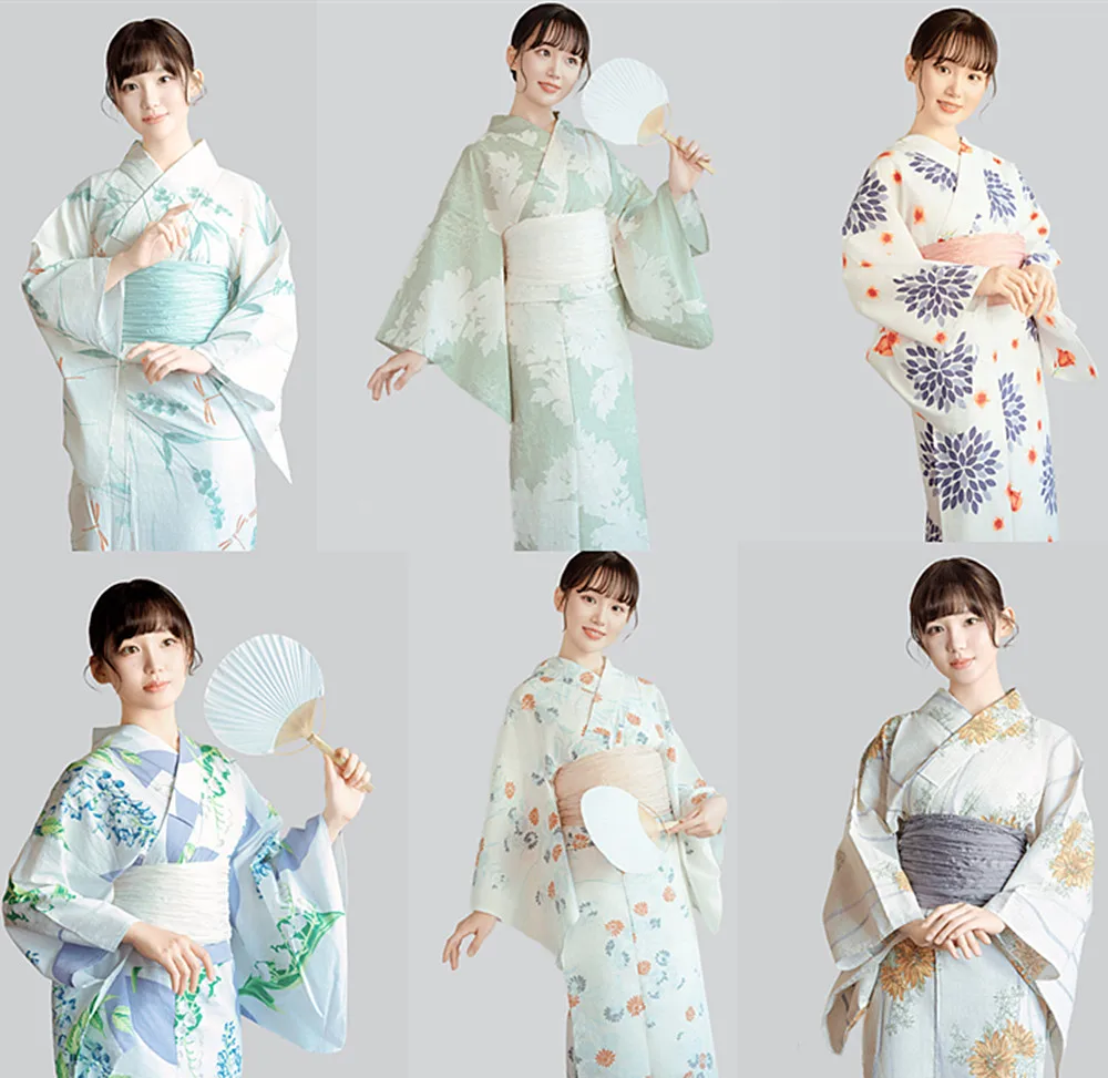 

Traditional Japanese Women's Yukata - Premium Pure Cotton Kimono for Travel and Photo Shoots, Authentic Cultural Experience