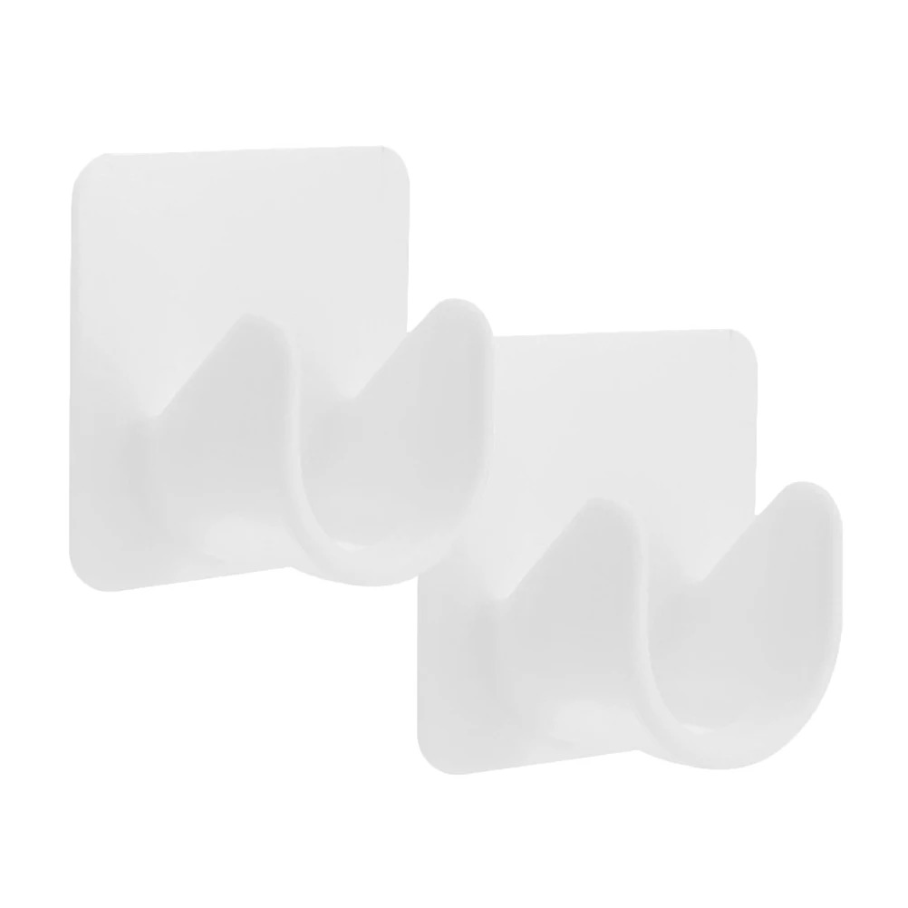 2 Pcs Curtain Hooks Door Rod Support Adhesive Shower Holder Holders Brackets White