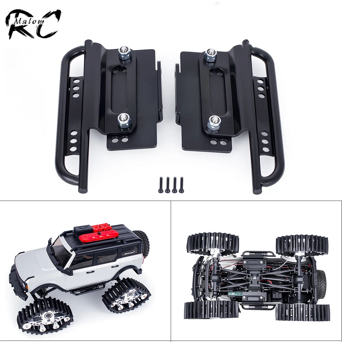 1/24 RC Crawler Metal Side Steps & Sliders 1Pair, for Axial SCX24 Models (Deadbolt, Gladiator, Wrangler, Bronco)