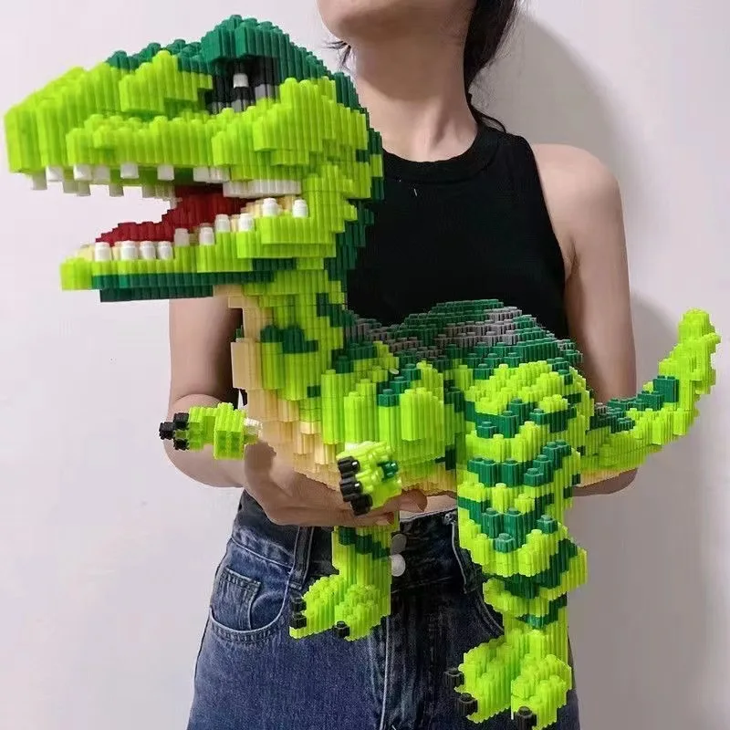 

Large dinosaur building blocks small particles 3D three-dimensional jigsaw children's toys DIY assembling puzzle game to kids