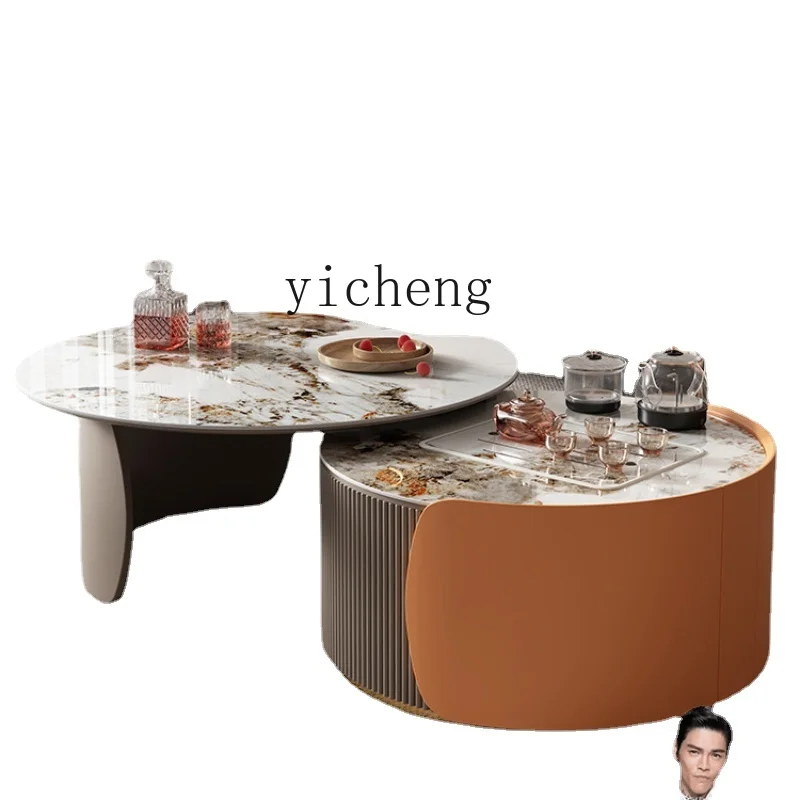 

Xl Kung Fu Rock Plate Tea Table TV Cabinet Combination Retractable round Tea Table