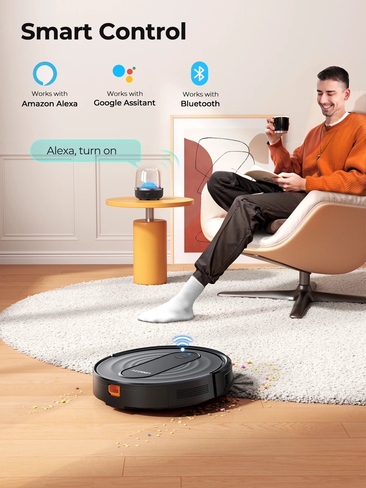 Airzeen Robot Vacuum and Mop Combo 3000Pa Strong Suction 120 Mins App Control Scheduled Cleaning Self-Charging Robotic Vacuum