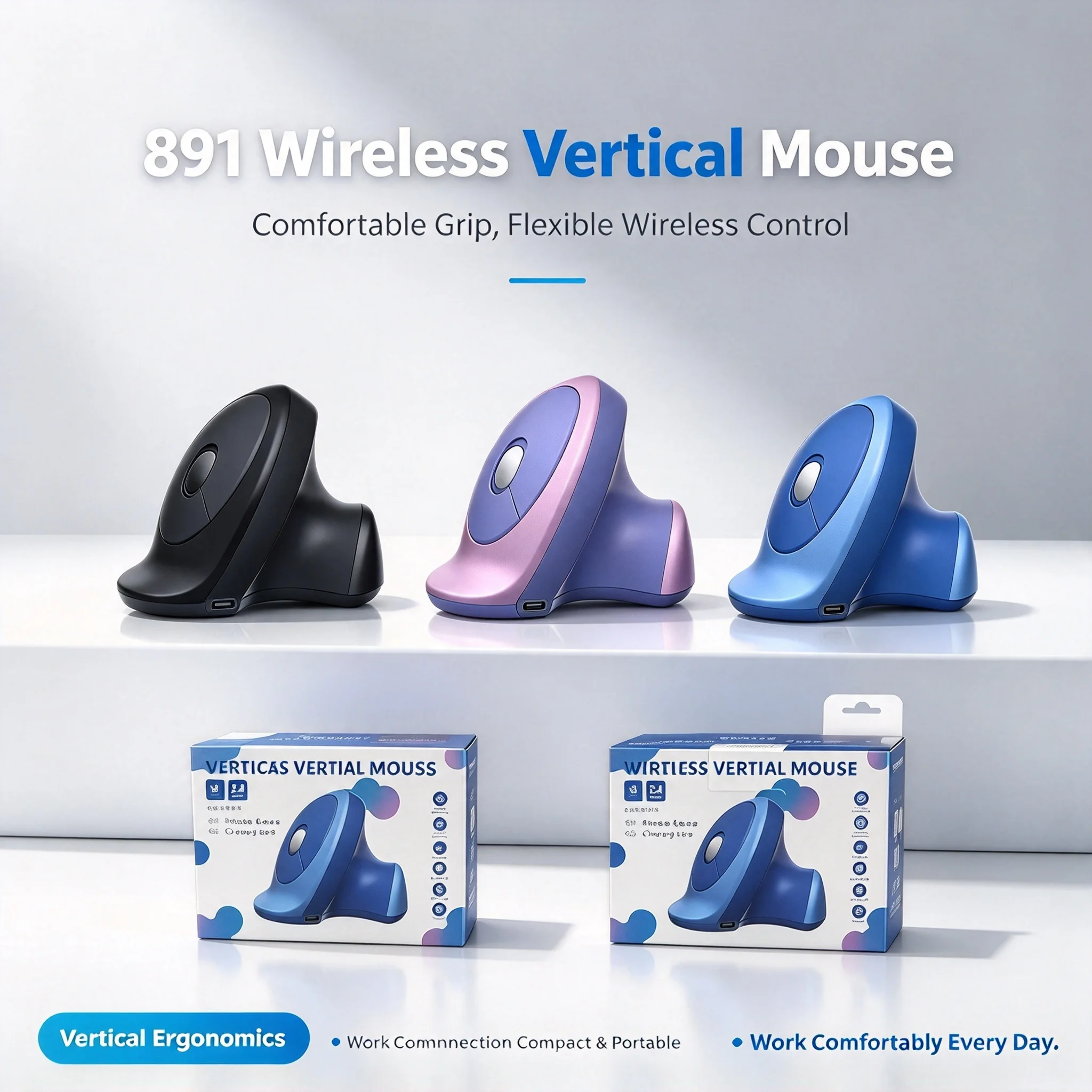 2.4G Bluetooth Wireless Optical Mouse Dual-Mode Ergonomic Design PC Office Vertical Mouse For Computer Laptop Tablet Desktop