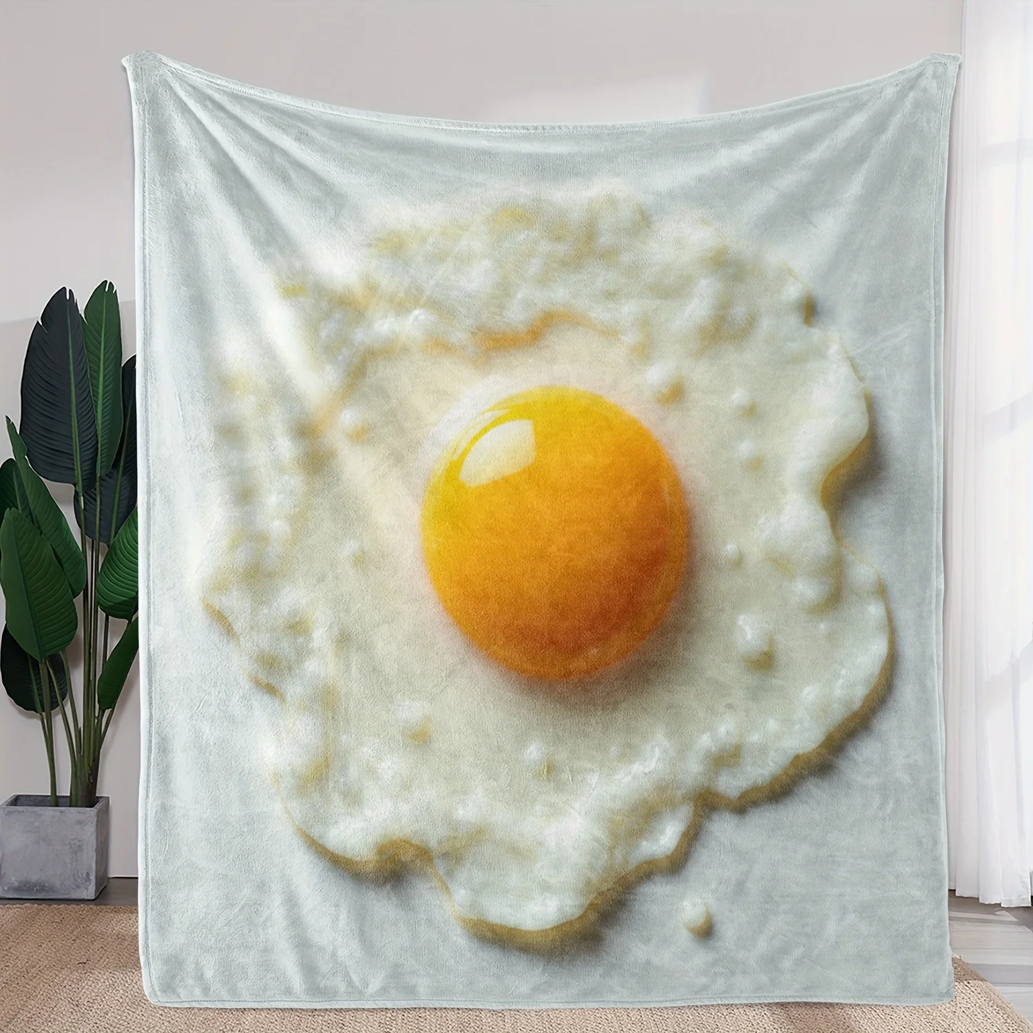 1pc Flannel Blanket with Scrambled Egg Pattern, Warm and Soft  Polyester Fabric for Sofa, Bed, Car, Office, Camping & Travel