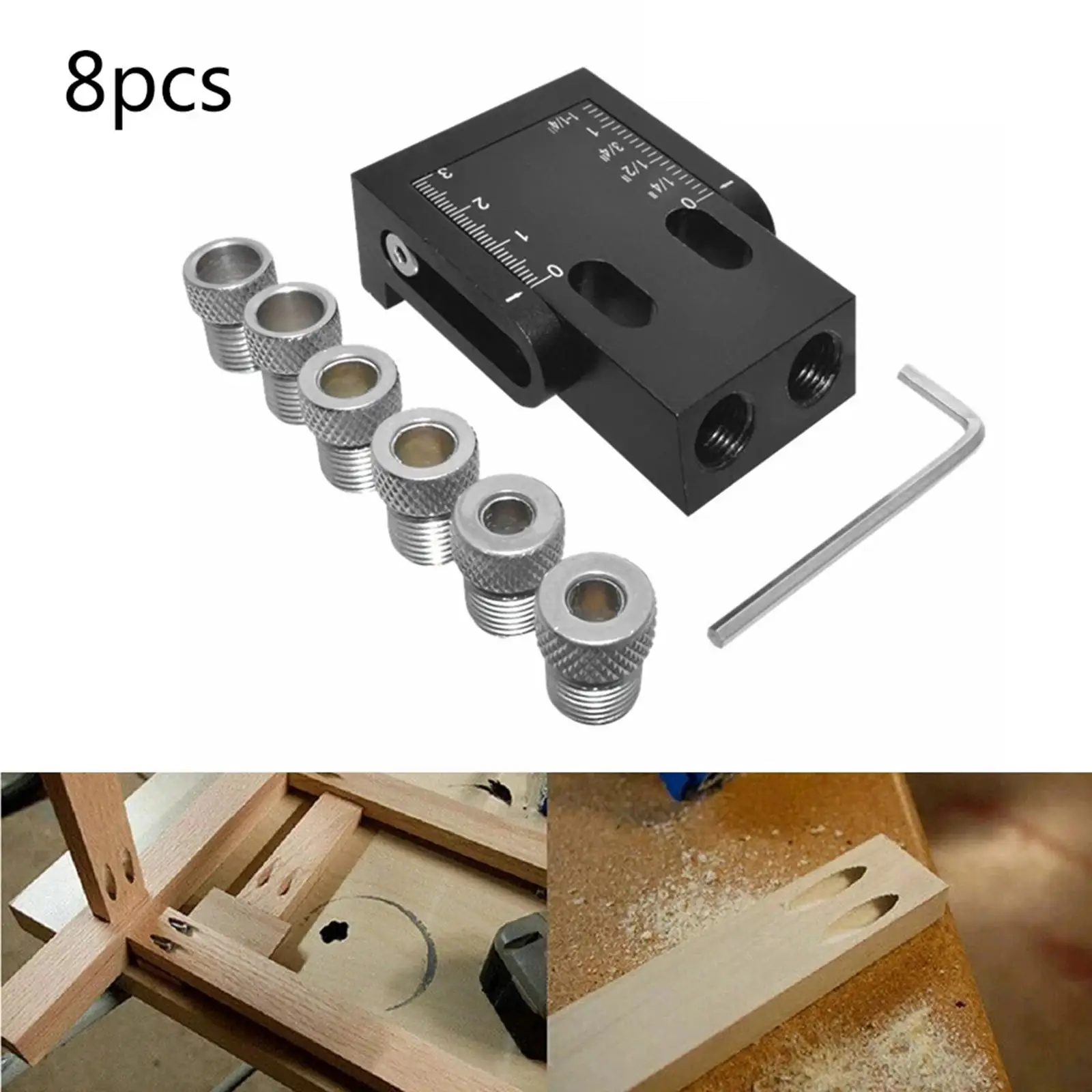 Pocket Hole , 15° Angle Wood Drill Bit Tool, for DIY Woodworking Set Inclined Hole, Carpentry Locator 6mm/8mm/10mm Holes