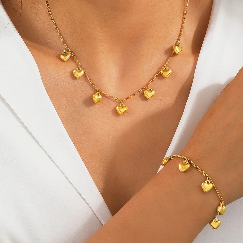 EILIECK 316L Edelstahl Metallketten Halsketten-Armband-Set für Damen, trendige Gold- und Silberfarbe, wasserdichter Schmuck, Geschenk für Damen – Detail 9