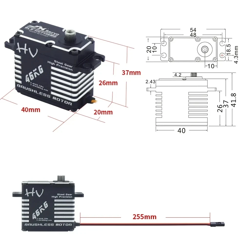 JX Servo BLS-HV7146MG CLS-HV7346MG 46KG High Torque Standard Full CNC Steel Gear Servo For RC Car Truck Crawler Helicopter Robo