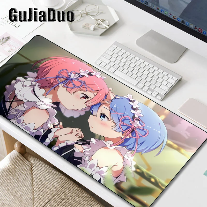 GuJiaDuo Gamer Rem Anime Large Mouse Pad XXL Laptop Table Padcartoon Mousepad Gaming Room Accessories Kawaii Play Mat Pc Cushion