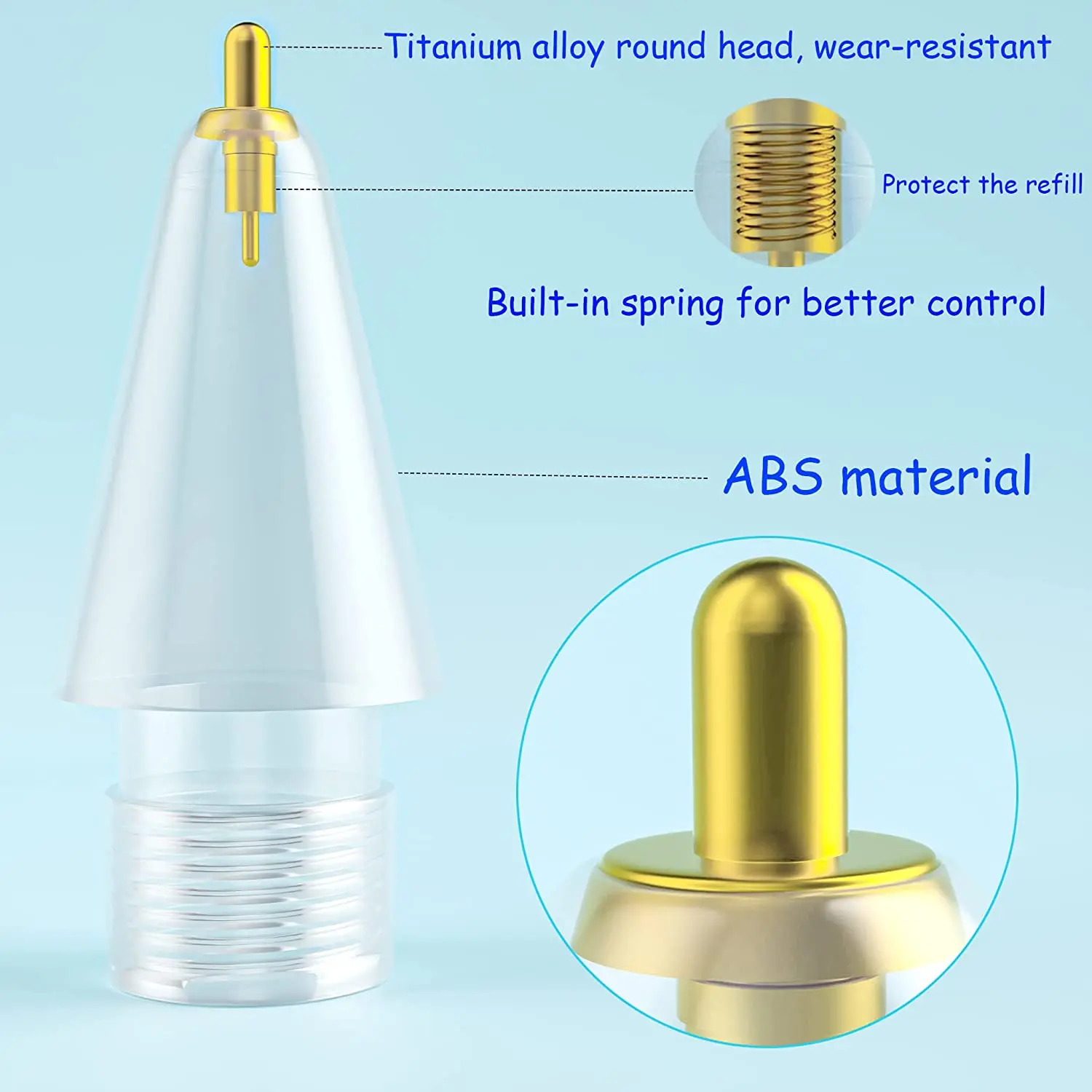 Replacement Metal Pencil Tips for Apple Pencil 1st 2nd Generation Wear-Resistant Transparent Apple Pencil Nibs Silent Non-Slip