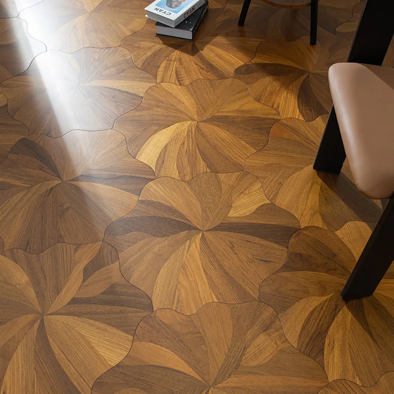 أرضية الباركيه على شكل خاص لوتس آرت باركيه متعدد الطبقات نمط الأرضية لوتس أرضية كبيرة على شكل ورقة اللوتس