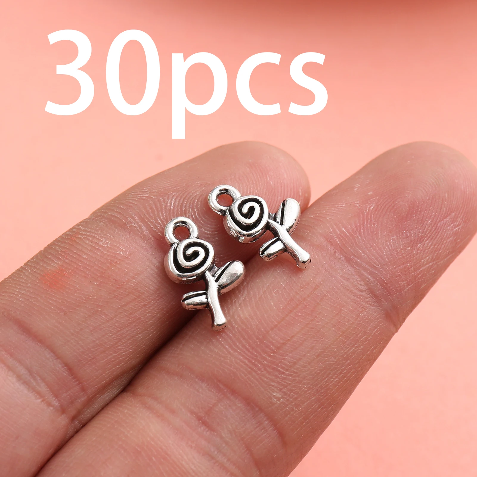 30 Pieces of Vintage Three-Dimensional Small Rose Accessories, Mini Rose Metal Pendants, Suitable for DIY Bracelets, Necklaces, and Earrings, Vintage Handmade Beaded Jewelry Accessories