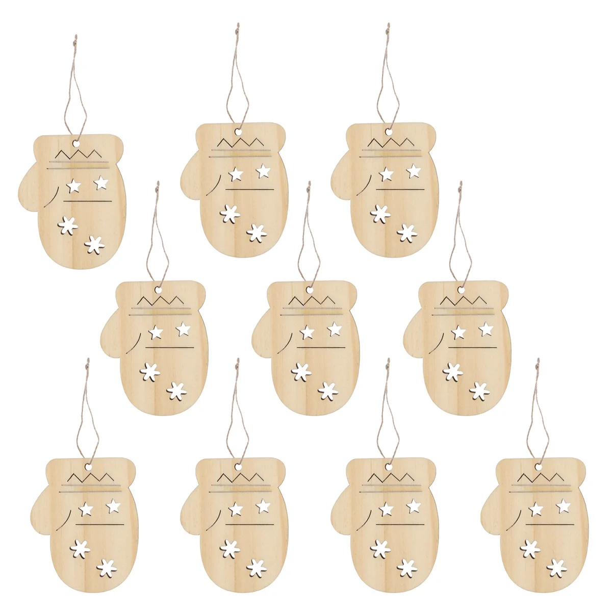 

10Pcs Christmas Wooden Hanging Pendant Creative Gloves Shape Craft Ornament DIY Decorative Props Wooden Cutouts for Xmas