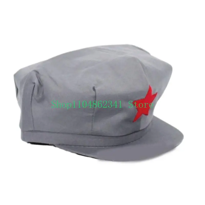 652F Chinese Hat Vintage Hat Eye Catching Five Pointed Star Hat for Fashion Forward Individuals and Vintage Themed Event