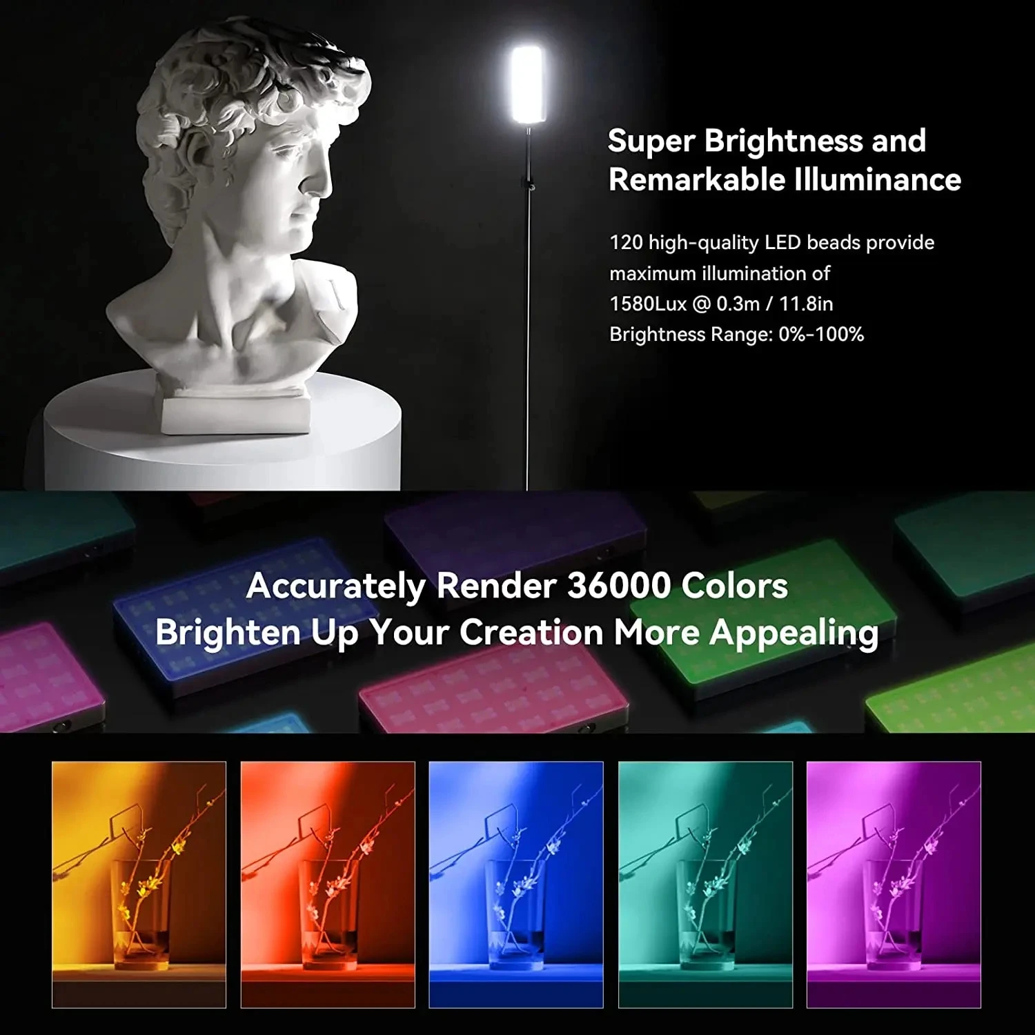 SmallRig RM120 RGB Video Light Portable Studio Photo Light Camera Light for Photography 2500K ~ 8500K 3808