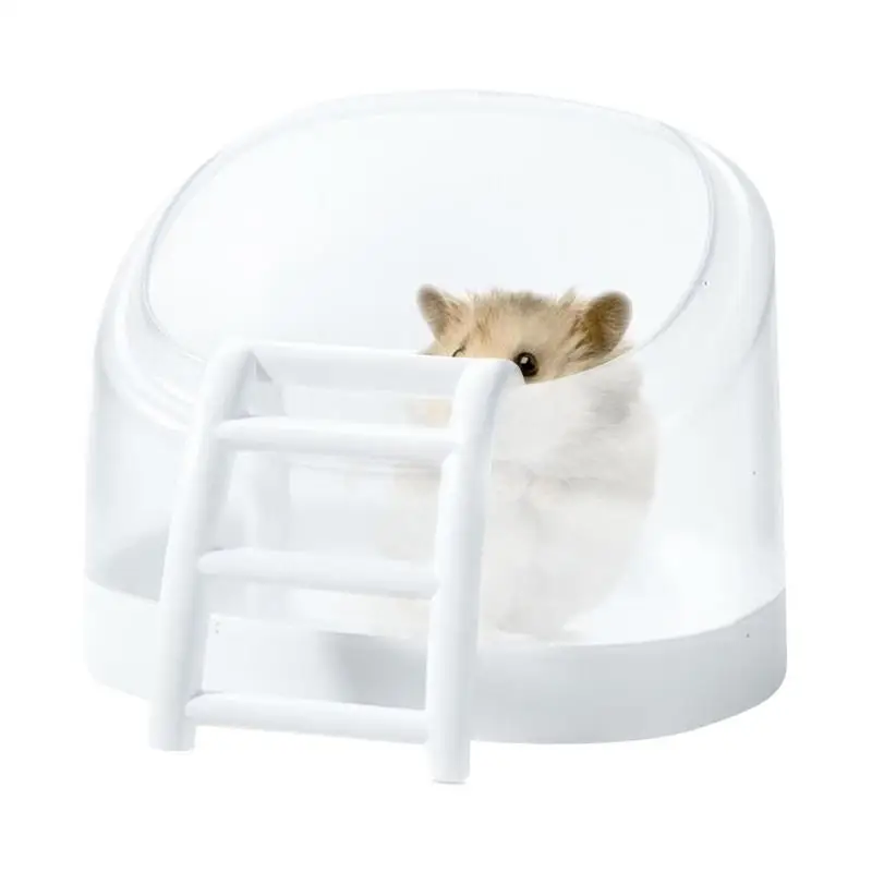 Hamster Litter Box Sand Bath Box With Ladder Large Space Splash-Proof Anti-Turnover Transparent Bath Tub For Mouse Hamster