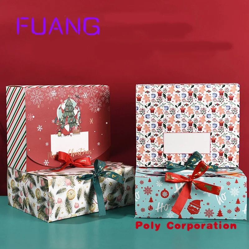 Decorações personalizadas Natal bolo doces embalagens papelão presente caixa Natal papel boxpacking caixa para pequenas empresas