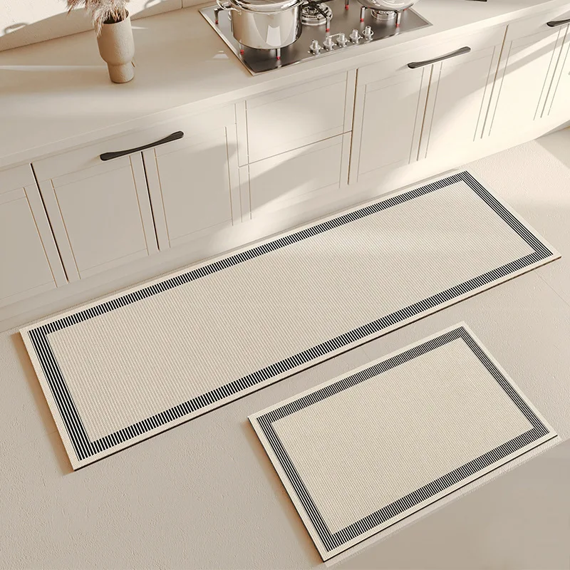 2Pcs Kitchen Diatomaceous Earth Floor Mats Water Oil Absorbent Quick Dry Non Slip Washable Anti-slip Kitchen Runner Rug Set
