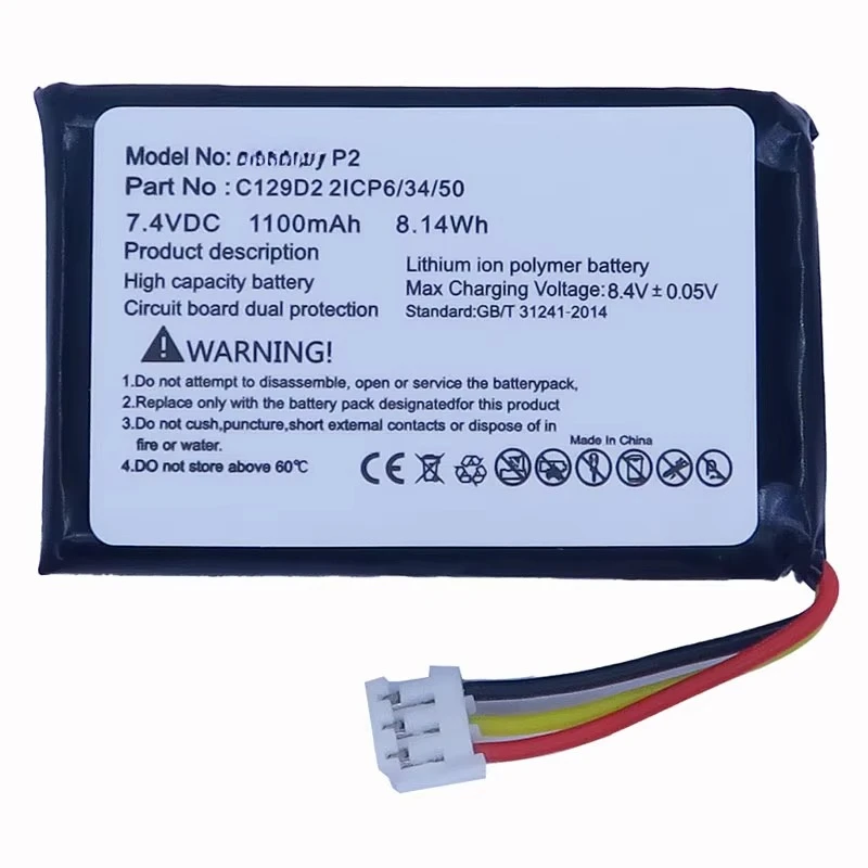 

7.4V 1100mAh Lithium Battery C129D2 2ICP6/34/50 P2 Batera Replace P2 Bluetooth Speaker