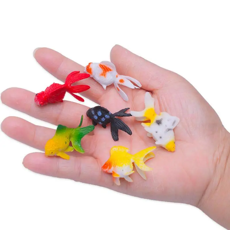 Goldfish Model 12PCS Goldfish Figures Fish Animal Toys Animal Sea Fish Life Fake Fish Decoration Artificial Gold Fish Goldfish