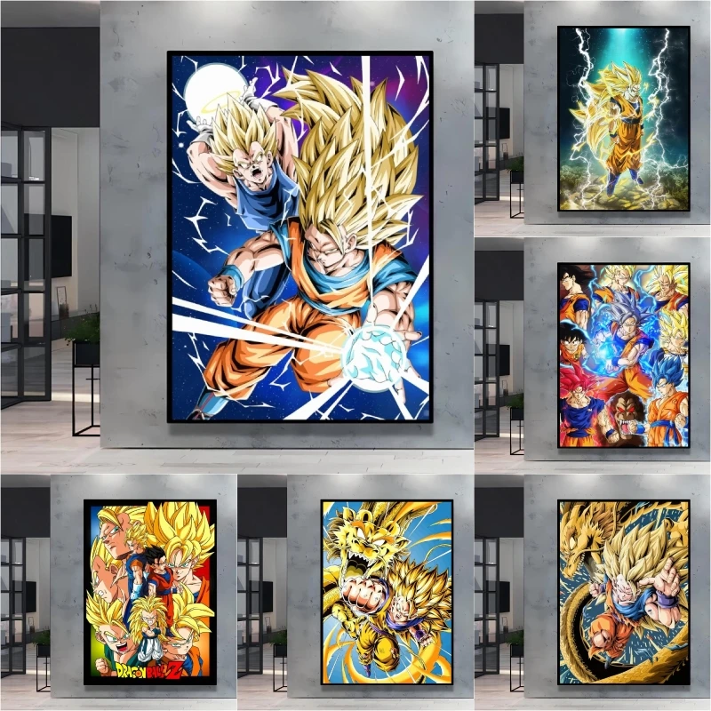 Classic Hot-blooded Anime Dragon Ball Goku Canvas Paintings Cartoon Character Picture Prints Modern Home Decor Holiday Gift