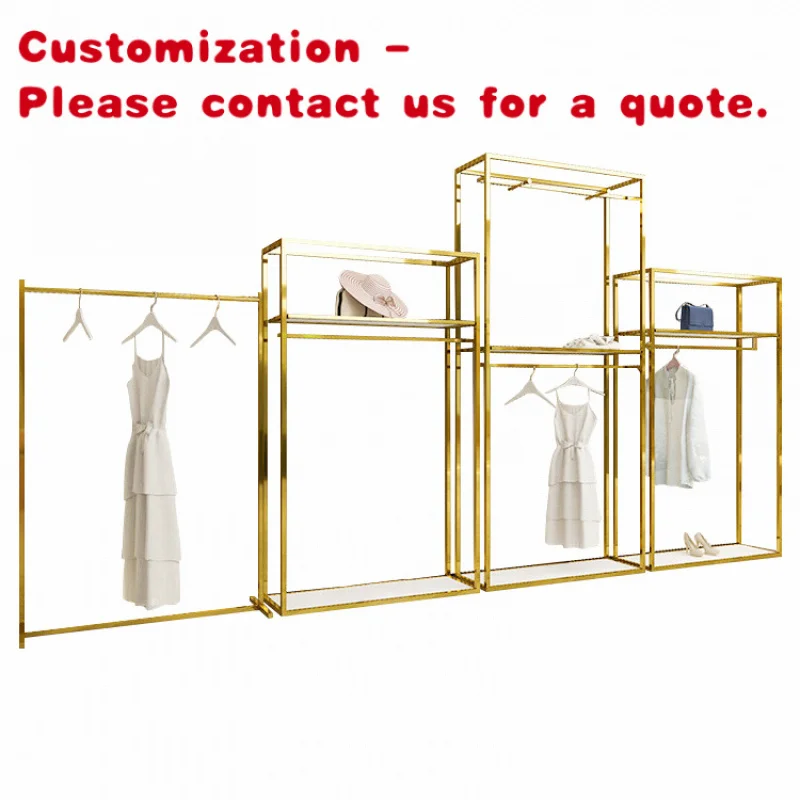 

custom.Custom Stainless Steel Cloth Display Stands Women Clothes Display Racks Metal Retail Boutique Clothing Rack