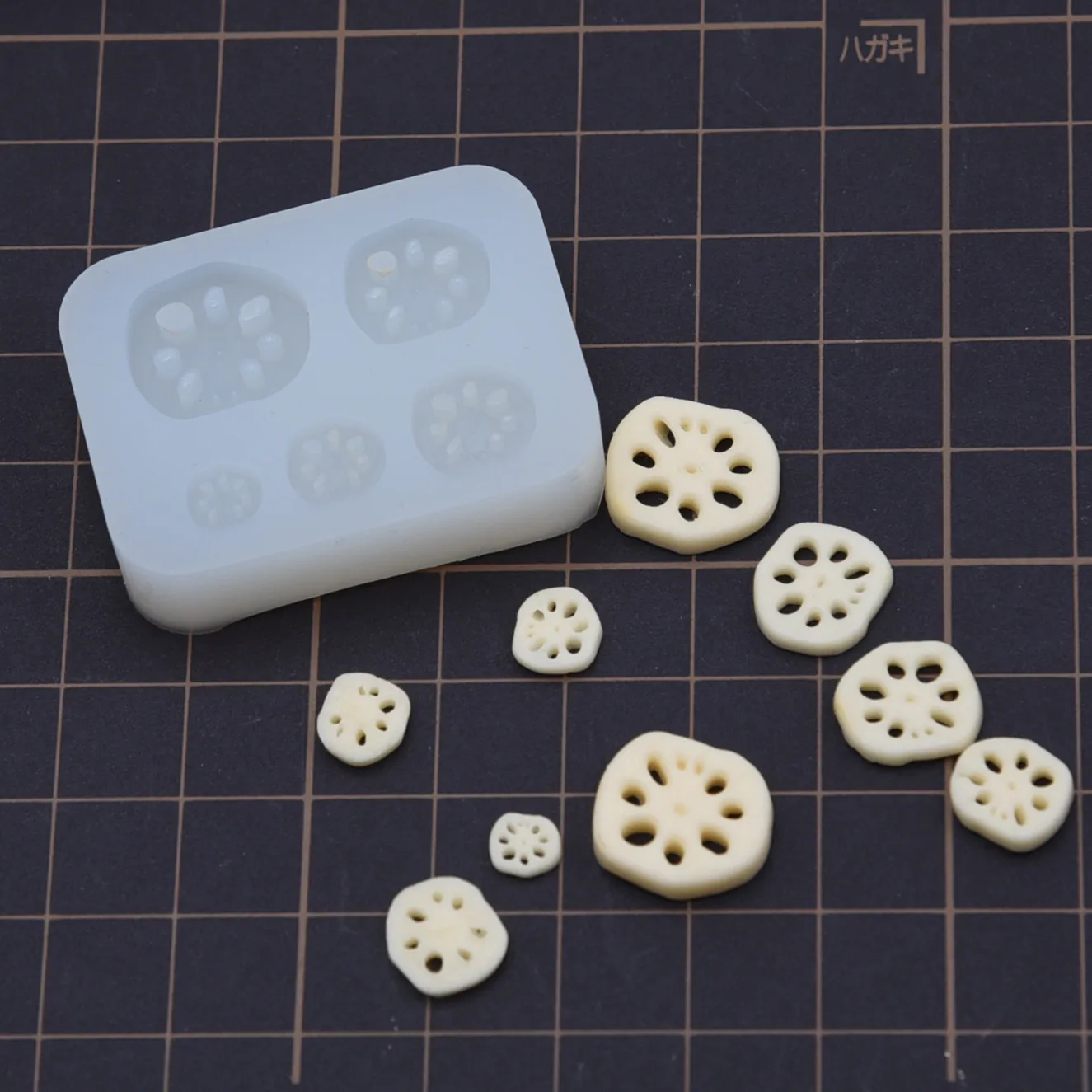 مصغرة جذور اللوتس شرائح قالب من السيليكون الفخار السيراميك الطين بيت الدمية الخضروات الصيام قوالب DIY #5