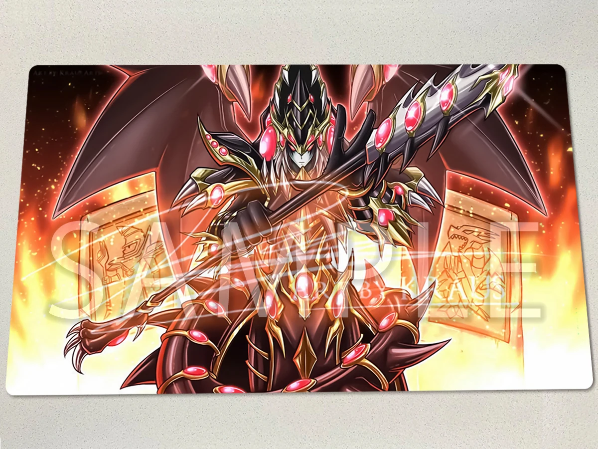 YuGiOh Red-Eyes Dark Dragoon Playmat TCG CCG Mat Trading Card Game Mat Board Game Rubber Gaming Pad Mouse Pad Free Bag 60x35cm