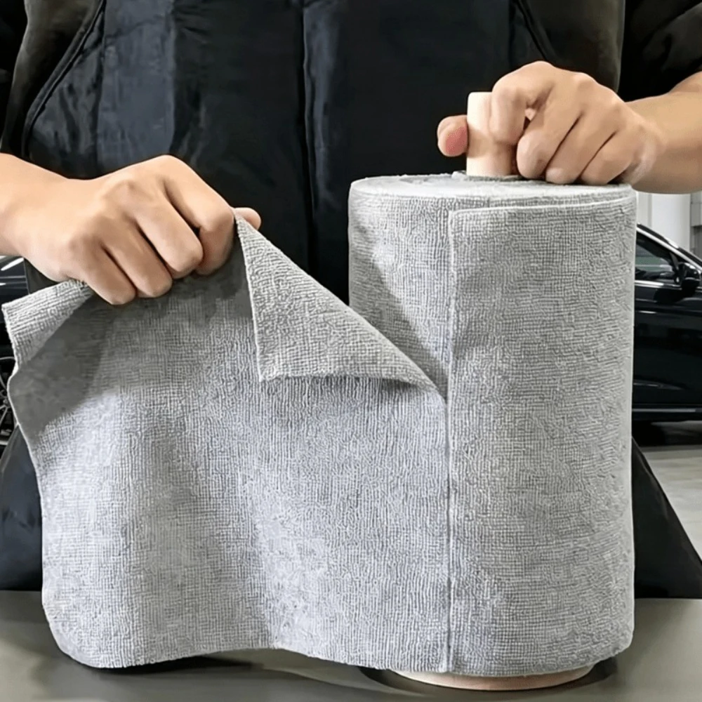 99pcs Extra Large Roll Car Cleaning Towels, Tear-Off Microfiber Towels, Car Wash Towels, Auto Towels, Convenient and Portable for Easy Use, Reusable, Washable, No Water Streaks, Super Absorbent Cleaning Cloths, Suitable for Cars, Homes