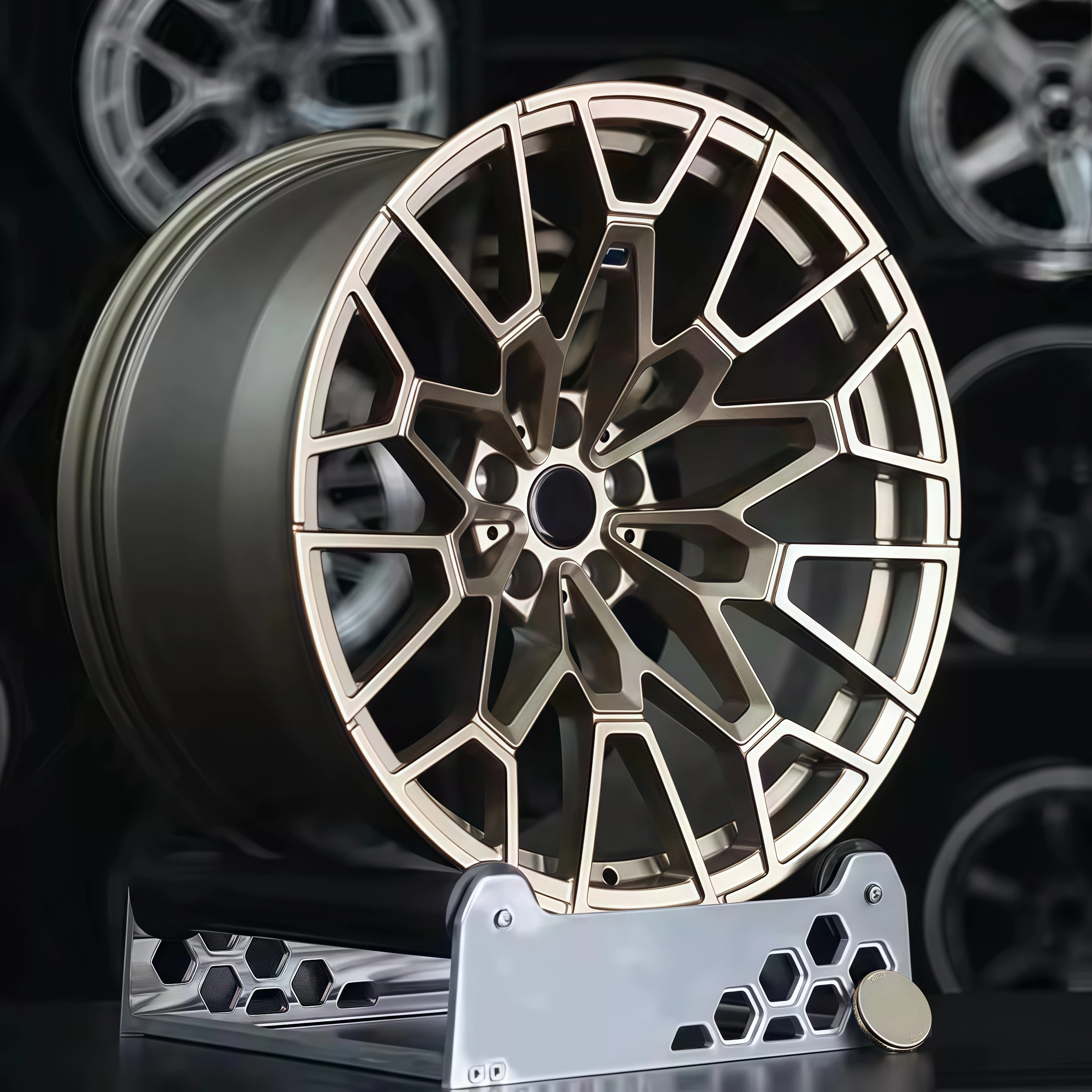 

New High Quality Lightweight Integrated Concave Design Bronze Mesh Aluminum Alloy Forged Wheel Hub Passenger Cars 25mm 30mm