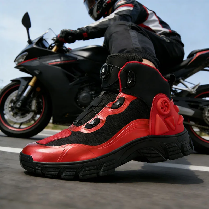 Men's Large Size Motorcycle Riding Shoes Wear-Resistant Accessories Protective Footwear for Outdoor Sneakers Racing safety Boots