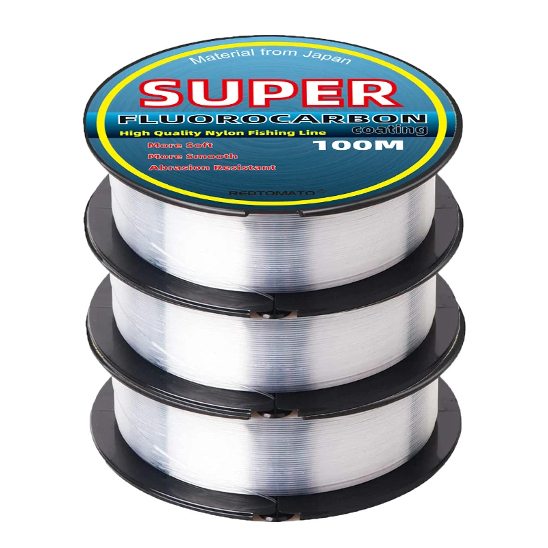 

REDTOMATO Fluorocarbon Coated Fishing Line 100M Super Strong Monofilament Nylon Fast Sinking Invisible Fishing lines Carp Pesca