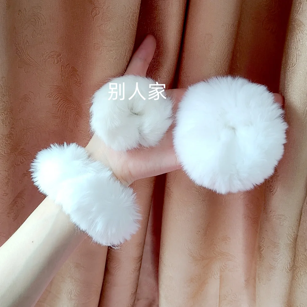 Anime accessories White Fur Hair Ring Japanese Girl Lolita Double Horsetail Hair Ornament Hair Rope kawaii accessories