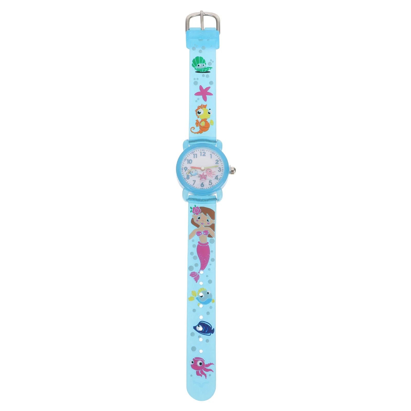 Cartoon Watch For Kids Mermaid Pattern Waterproof Children Wristwatch Bright Design Birthday Gift Student Time Learning Watch