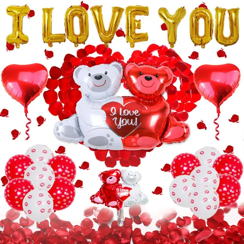 1whole Set 63*127cm Huge I Love You Bear Balloons Cartoon Happy Birthday Decoration Boy Girl Foil Balloons Classic Toy Baloon