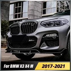 For BMW X3 G01 & X4 G02 M40i M40d M-Pack M-Sport 2017-2021 4Pcs Front Bumper Splitter Lip Diffuser Spoiler Black Guard Cover Kit