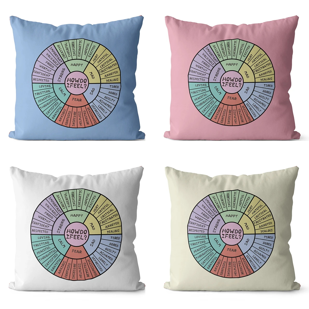 

WUZIDREAM Wheel of Emotions Feelings Chart Pillow Covers Cozy Pillowcases Home Decor Physical Therapist Gifts