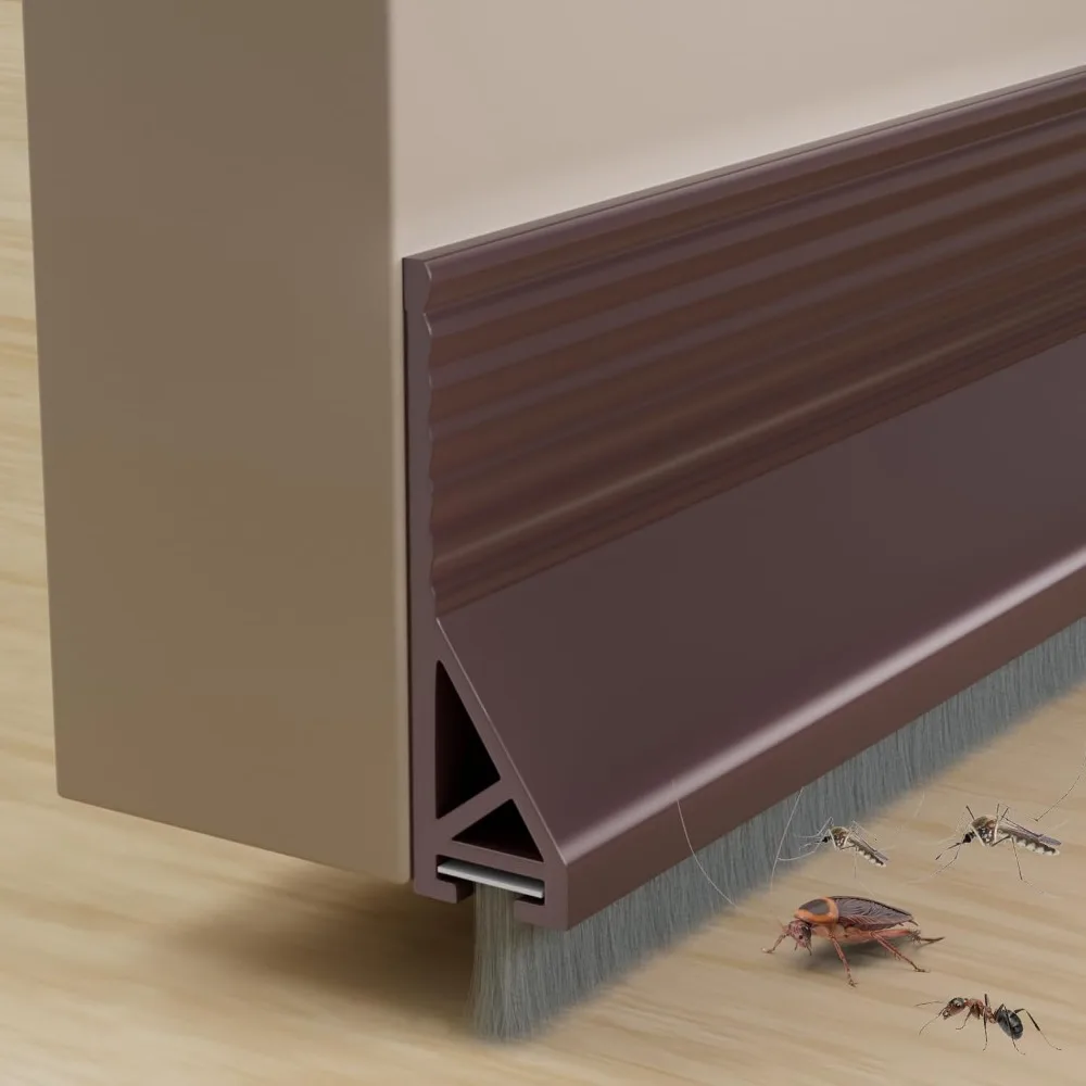 Self Adhesive Door Bottom Seal Strip Brush Strip Design Windproof Dustproof Soundproof Insect Proof Seal Strip Home Door Seal