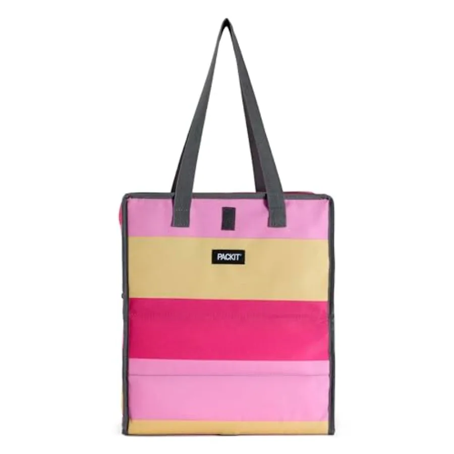 

Freezable Grocery Tote Built with EcoFreeze Technology Foldable Collapsible Reusable Zip Closure Dual handles Great for Transpo