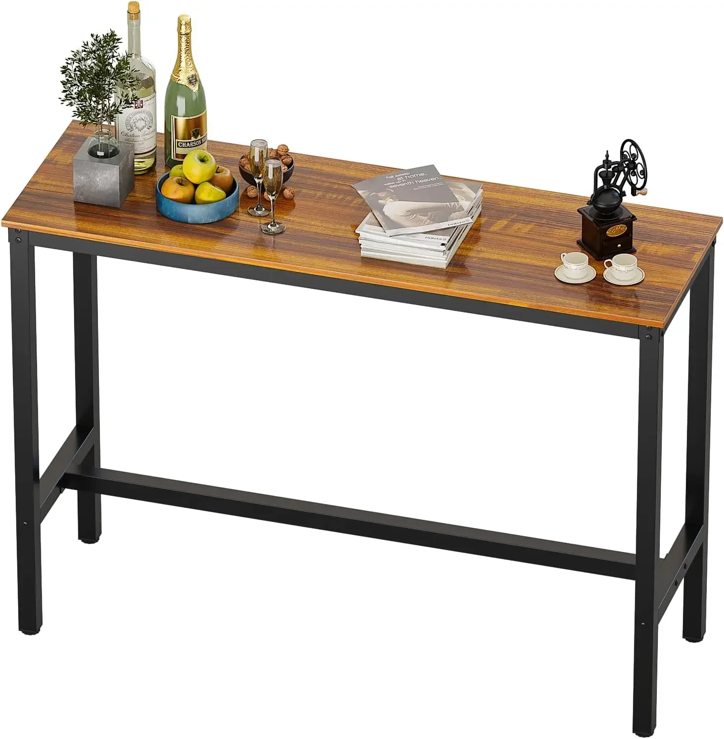 Teraves Bar Table W/Solid Metal Frame,Counter Height Dining Table Kitchen Bar Table for Dining Room,Living Room (39.37