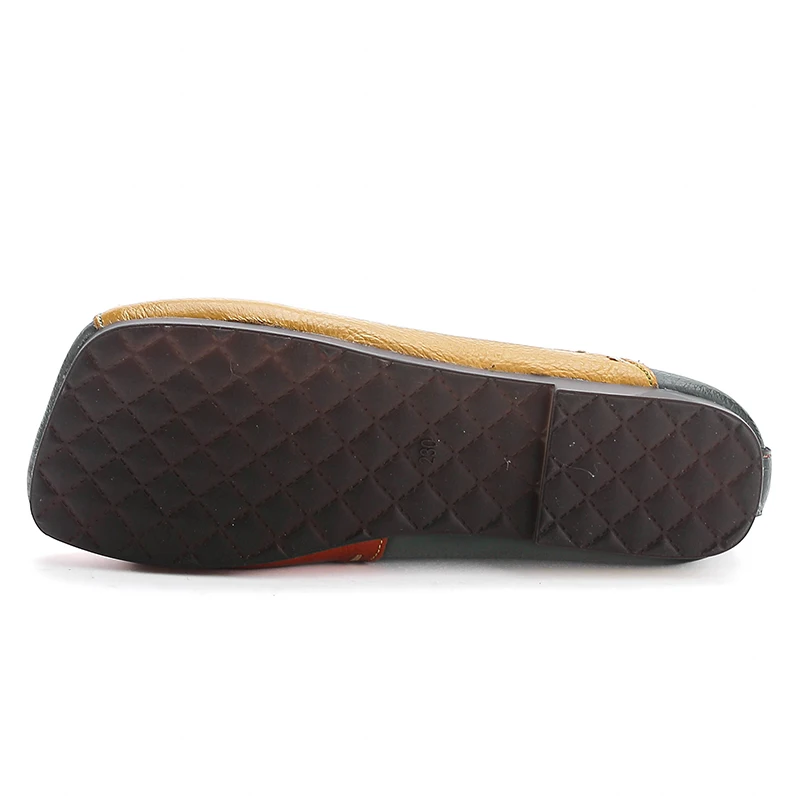 New Handmade Cow Leather Shoes Women\'s Luxury Vintage Loafer Woman Patchwork Square Toe Flats Ladies Shallow Slip On Moccasins
