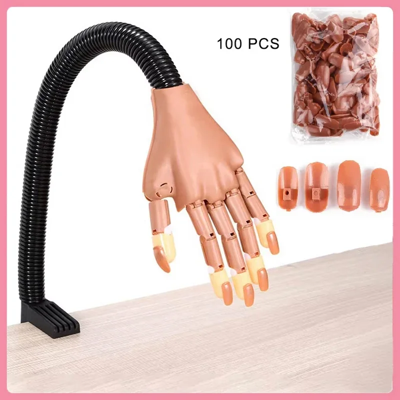 マニキュア練習用ハンド ネイルアート アクリルネイルチップ 100個入り フェイクネイル ネイルトレーニング機器 初心者向けツール