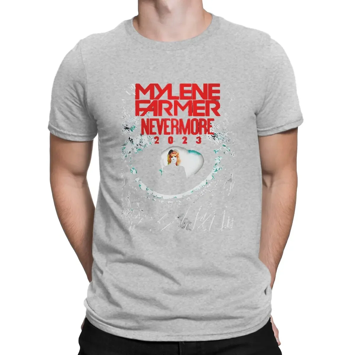 Cheavyweight  Men T-Shirt Farmer Nevrmore 2024 Cool Cotton Tees Short Sleeve Singer Mylene Farmer   Crewneck Clothing Printed