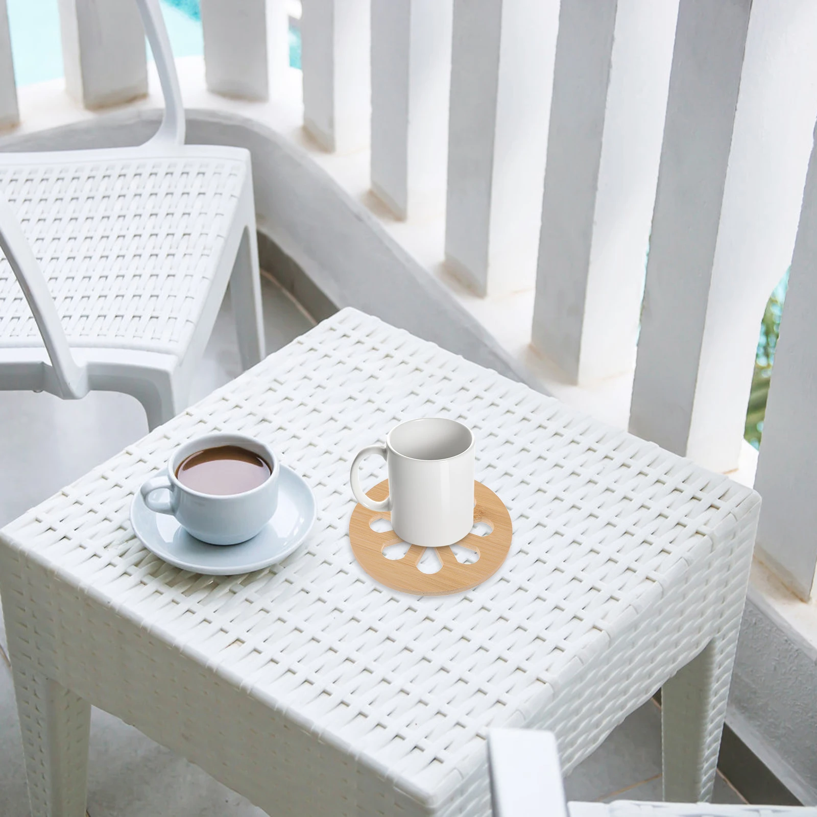 

Heat Resistant Bamboo Cup Pads Drinks Coffee Wine Table Accessories Anti Slip Insulation Mats Round Coaster Sets Non Skid Mug