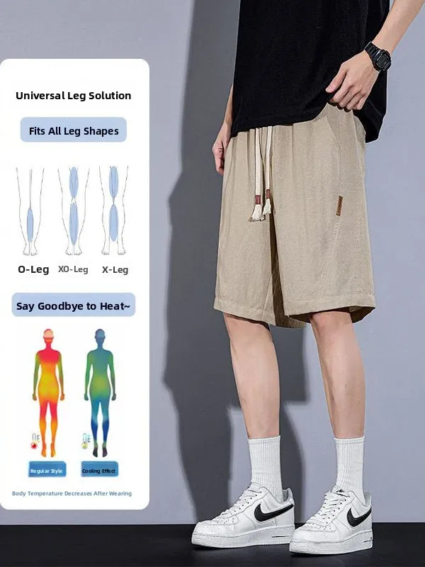 

Men's Ice Silk orts Summer New Casual Qui Dry Sports Faion Five-Point Workwear Pants Outerwear Versatile Breathable Thin