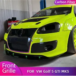 Carbon Fiber Car Front Bumper Kidney Grille for Volkswagen VW Golf 5 GTI MK5 2D 2004-2007 Replacement Auto Grills Body Kit FRP