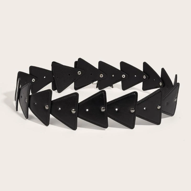 U90E Corset Belt for Jeans Skirt Hollowed Five Pointed Star Wide Waist Belt Subcultures Pants Belt with Rivet Studded Decors