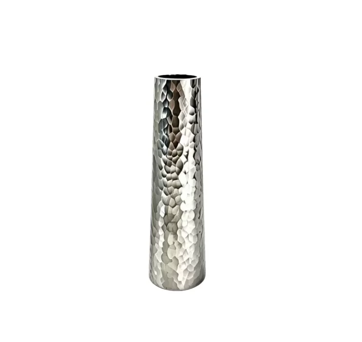 Simple hammered stainless steel vase, handcrafted, living room entrance decoration, resistant to falling