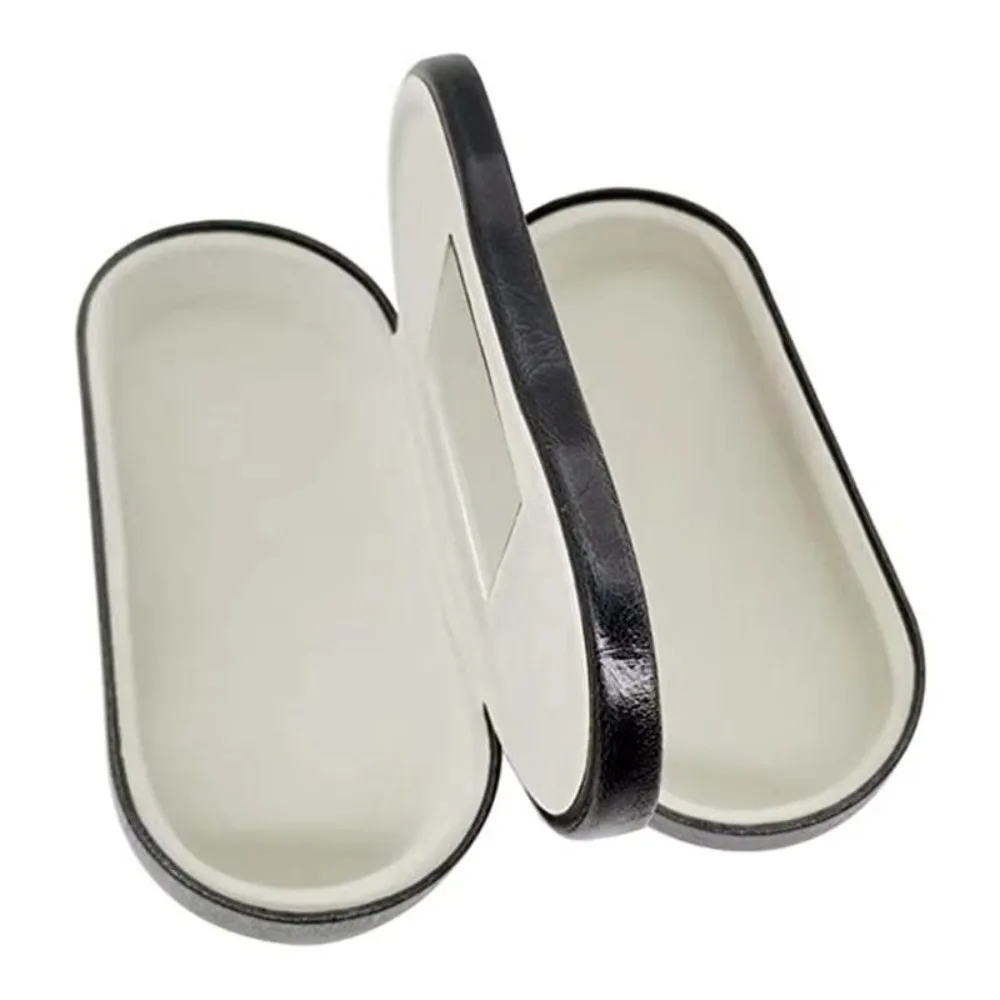 Shockproof Dual Layered Eyewear Box Luxury PU Leather Eyewear Case Built-in Mirror Hardshell Eyewear Case Business Travel