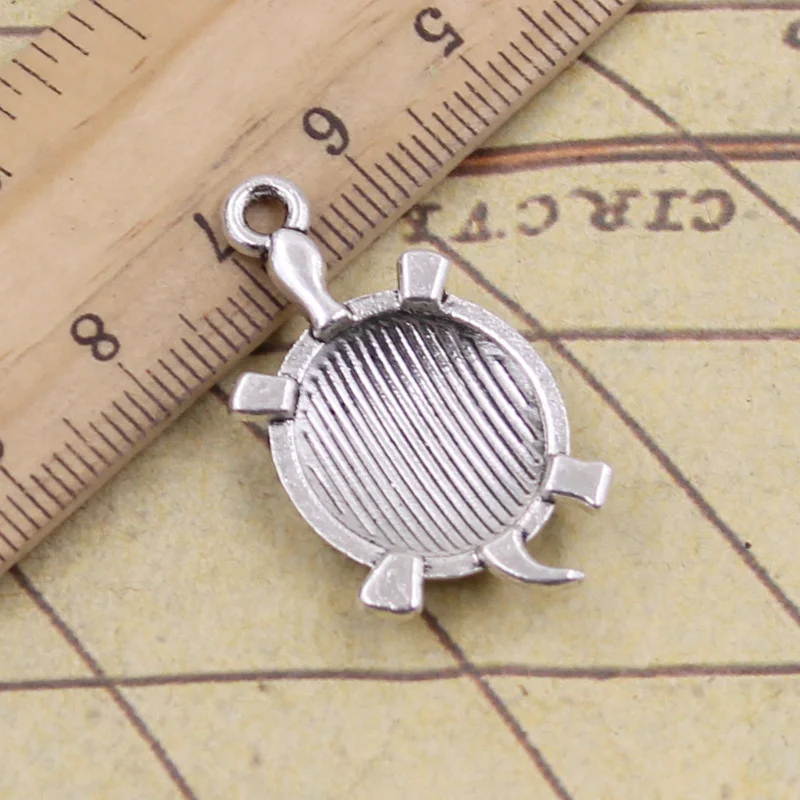 10pcs Charms Tortoise Turtle Sea 34x20mm Tibetan Bronze Silver Color Pendants Crafts Making Finding Antique Jewelry DIY Necklace