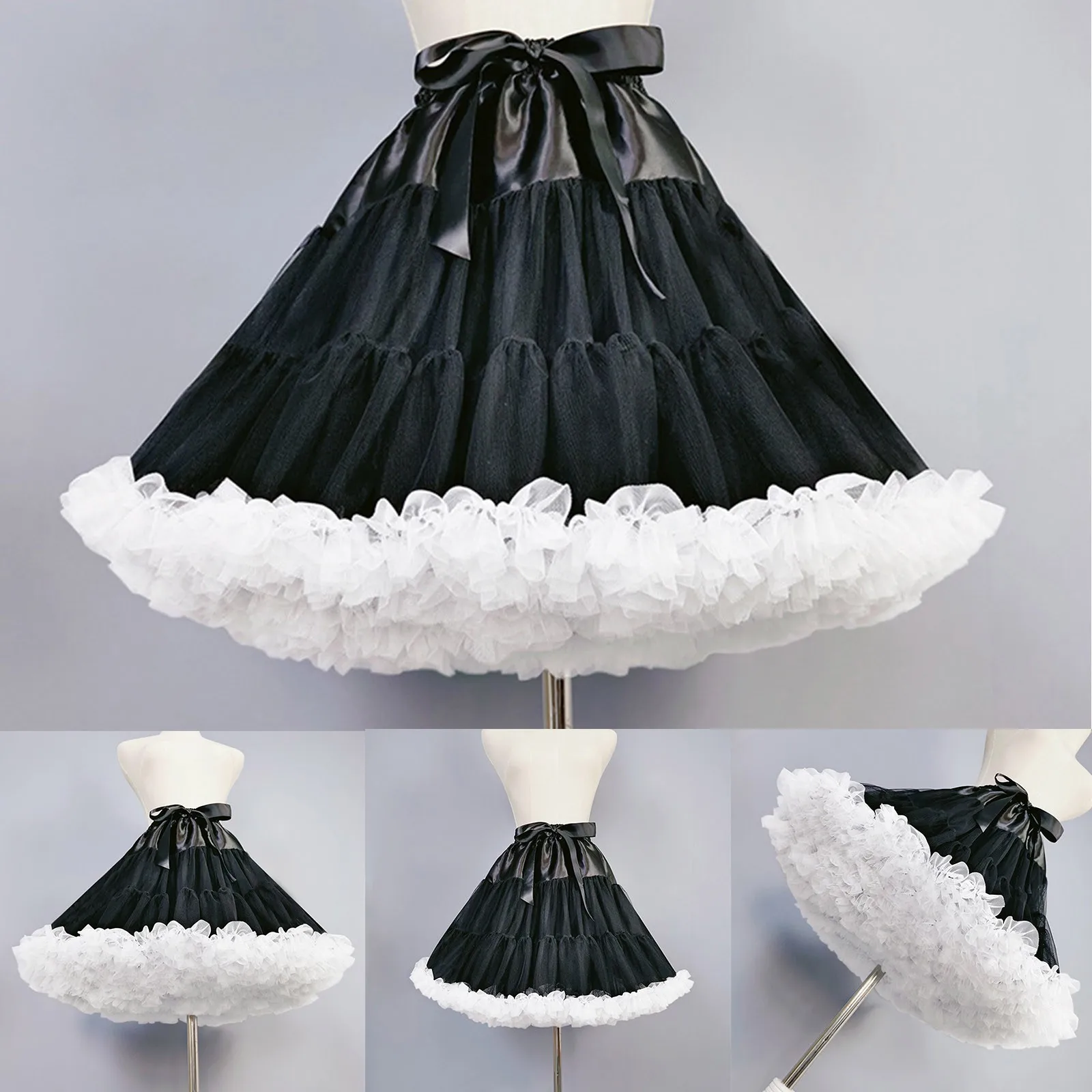 

Tulle Petticoats for Women Elastic Waist Mini Tutu Girls Multilayers Slip Ballet Dance Puffy Skirts Cosplay Costume